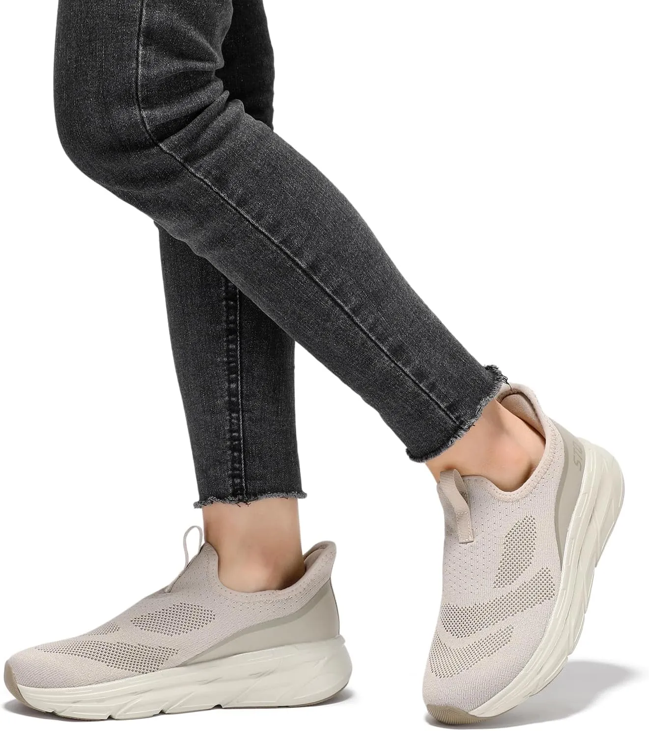 STQ Walking Shoes for Women Supportive Cushioned Mesh Shoes Casual Slip on Sneakers Orthopedic Arch Support Slip Resistant Work Shoes for Pregnancy Nurse Standing All Day