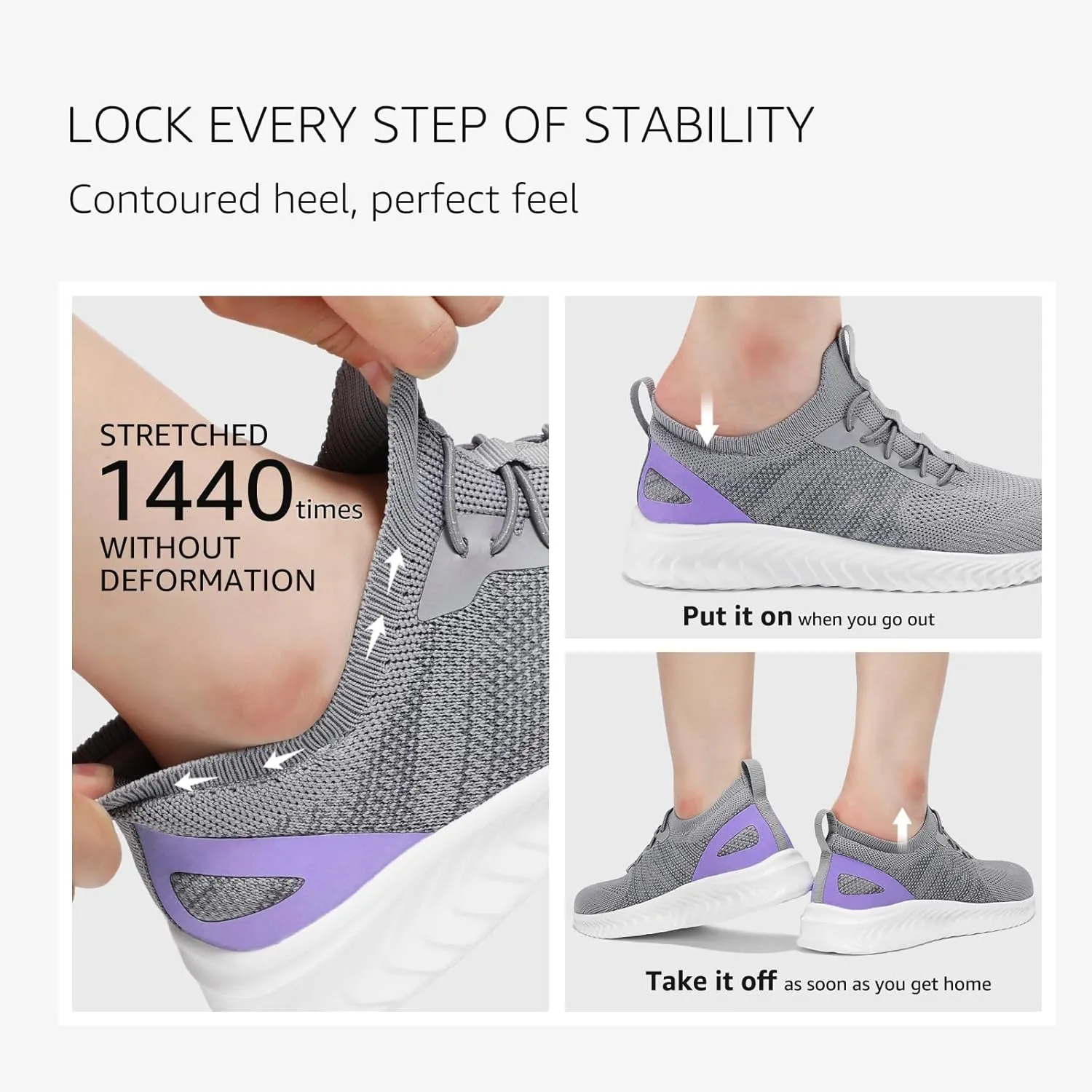 STQ Walking Shoes Women Arch Support Slip on Sneakers with Memory Foam Comfort Lightweight