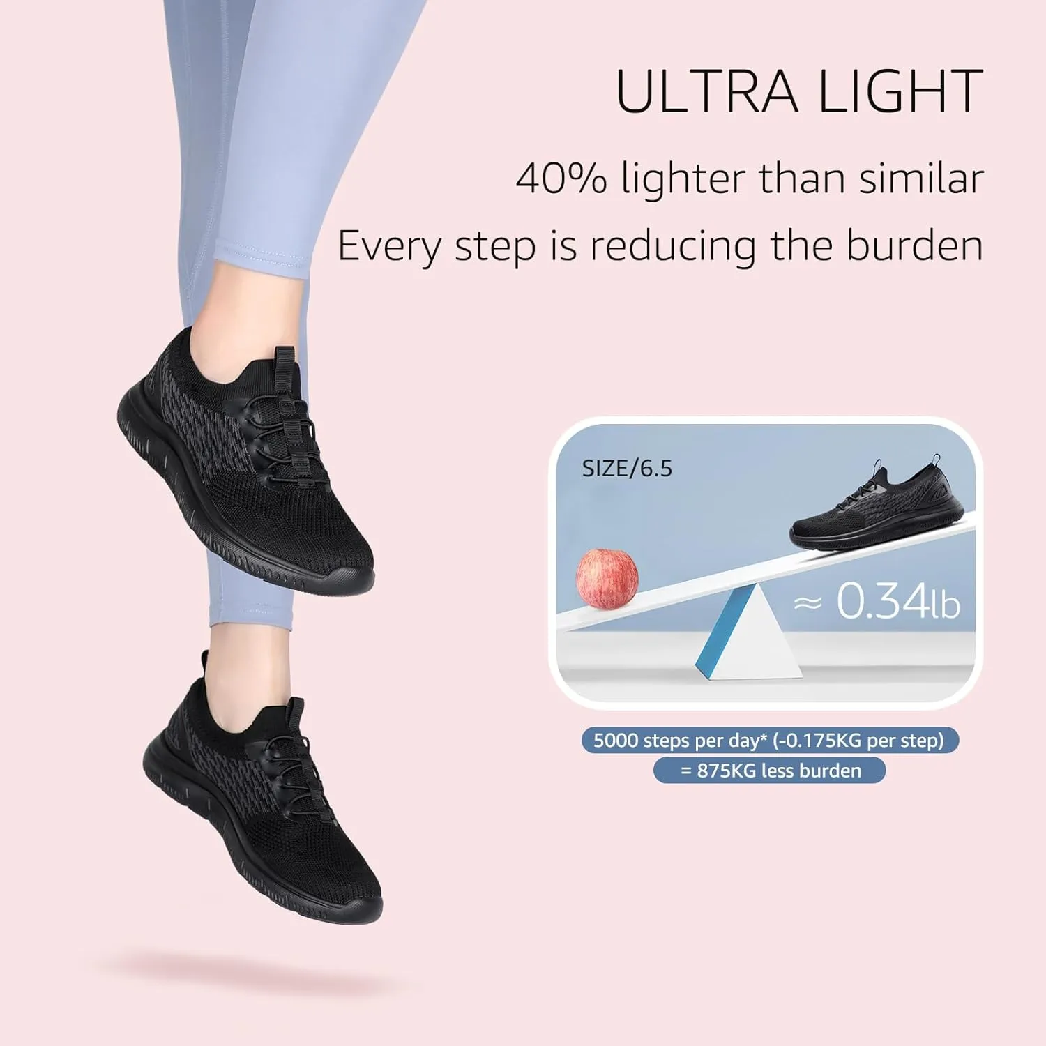 STQ Women Walking Shoes with Arch Support Comfort Lightweight Slip on Sneakers