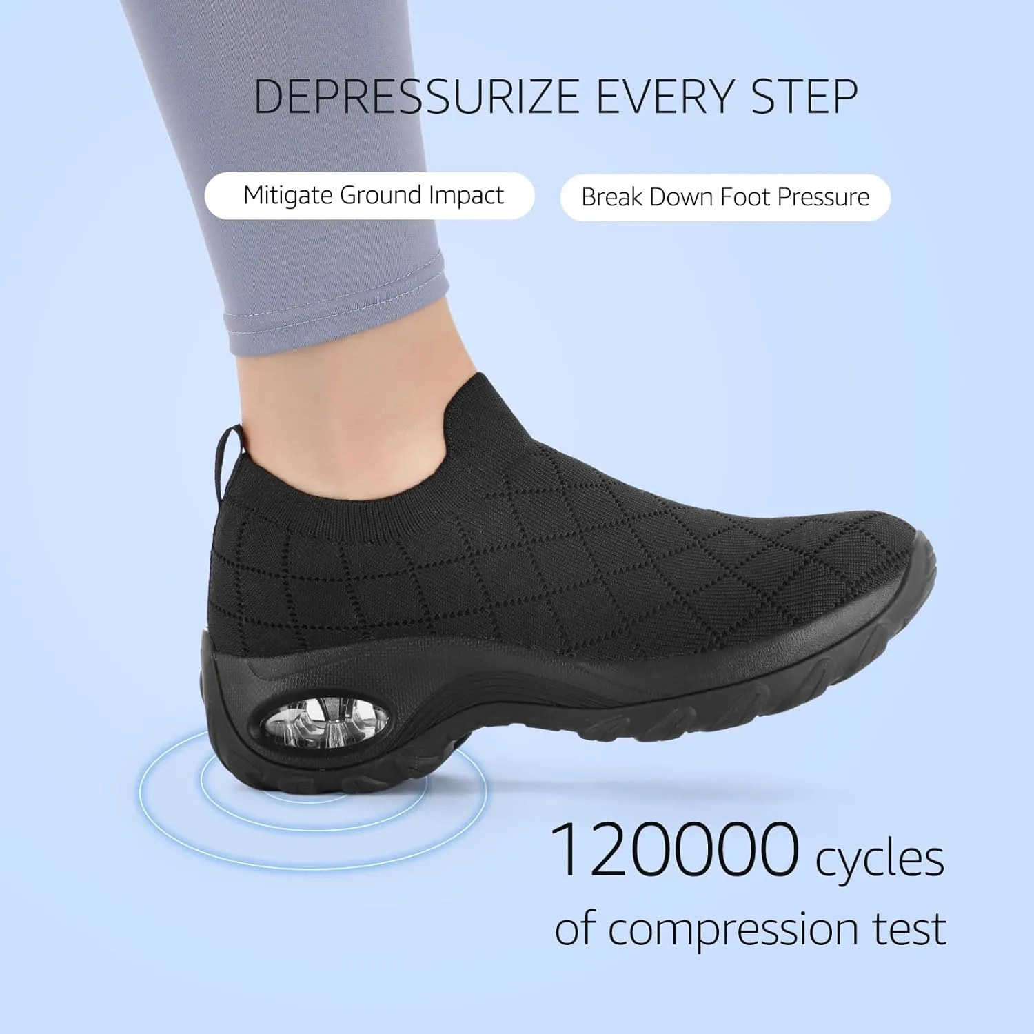 STQ Womens Walking Shoes with Arch Support Non Slip Work Shoes Quilted Slip on Sock Sneakers