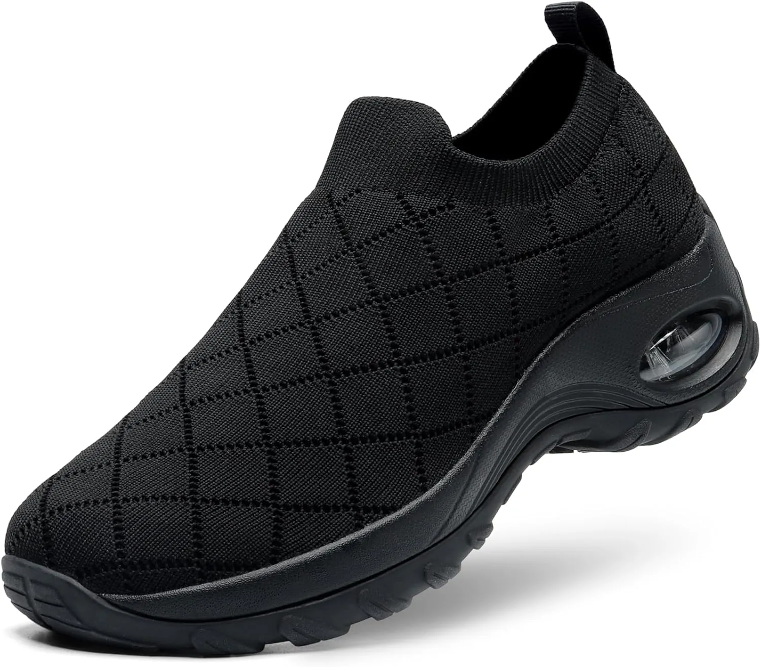 STQ Womens Walking Shoes with Arch Support Non Slip Work Shoes Quilted Slip on Sock Sneakers