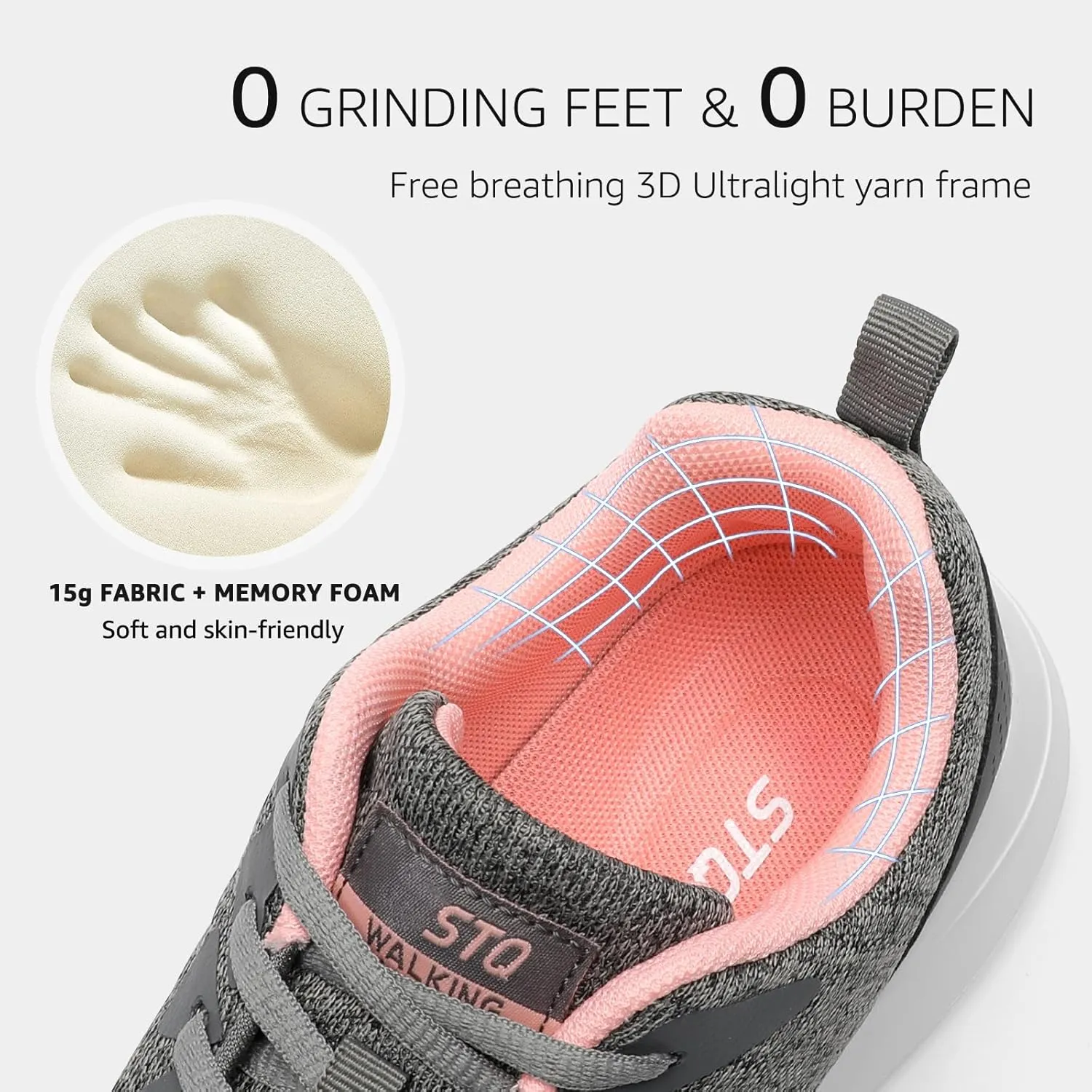 STQ Womens Water Resistant Walking Shoes with Arch Support Athletic Tennis Sneakers