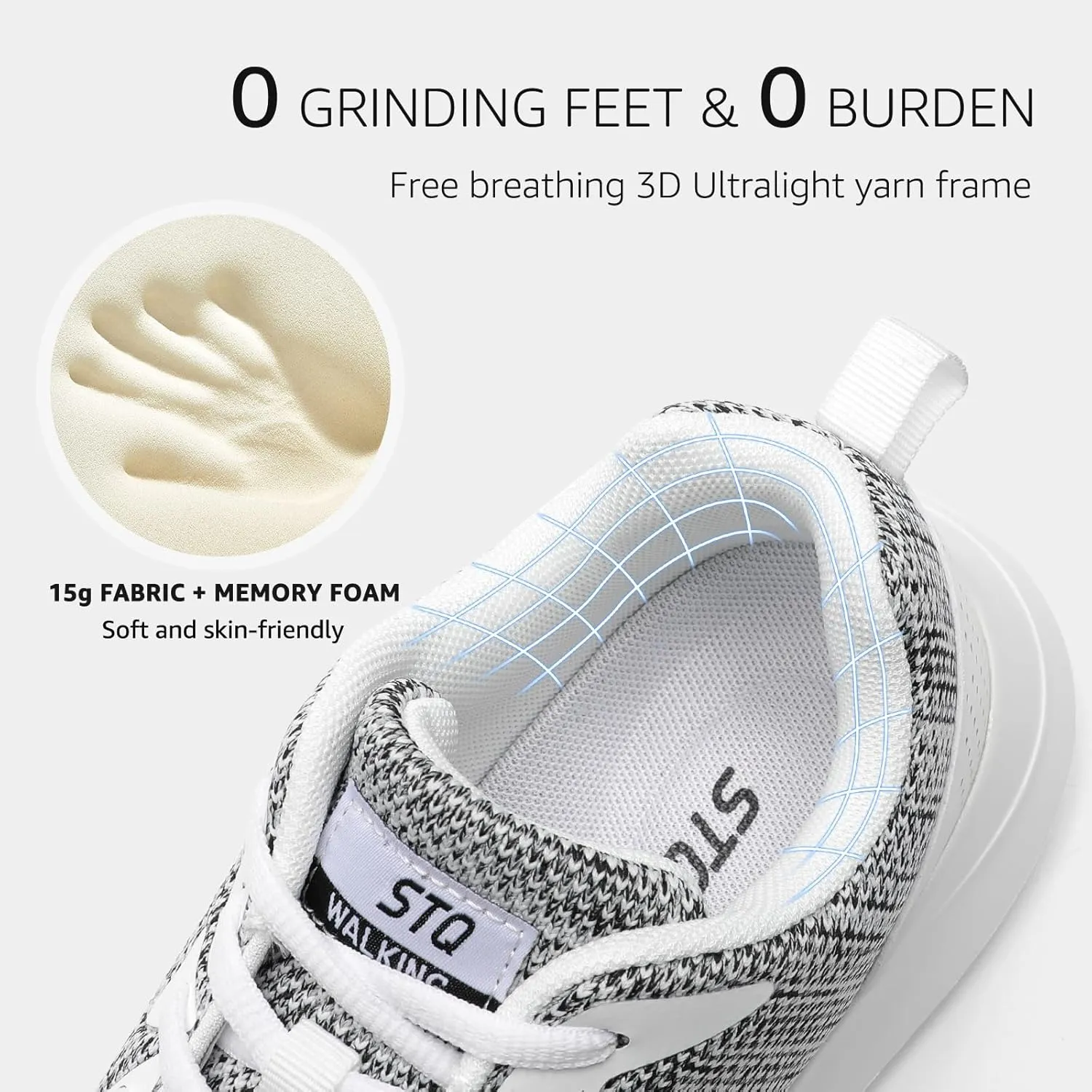 STQ Womens Water Resistant Walking Shoes with Arch Support Athletic Tennis Sneakers