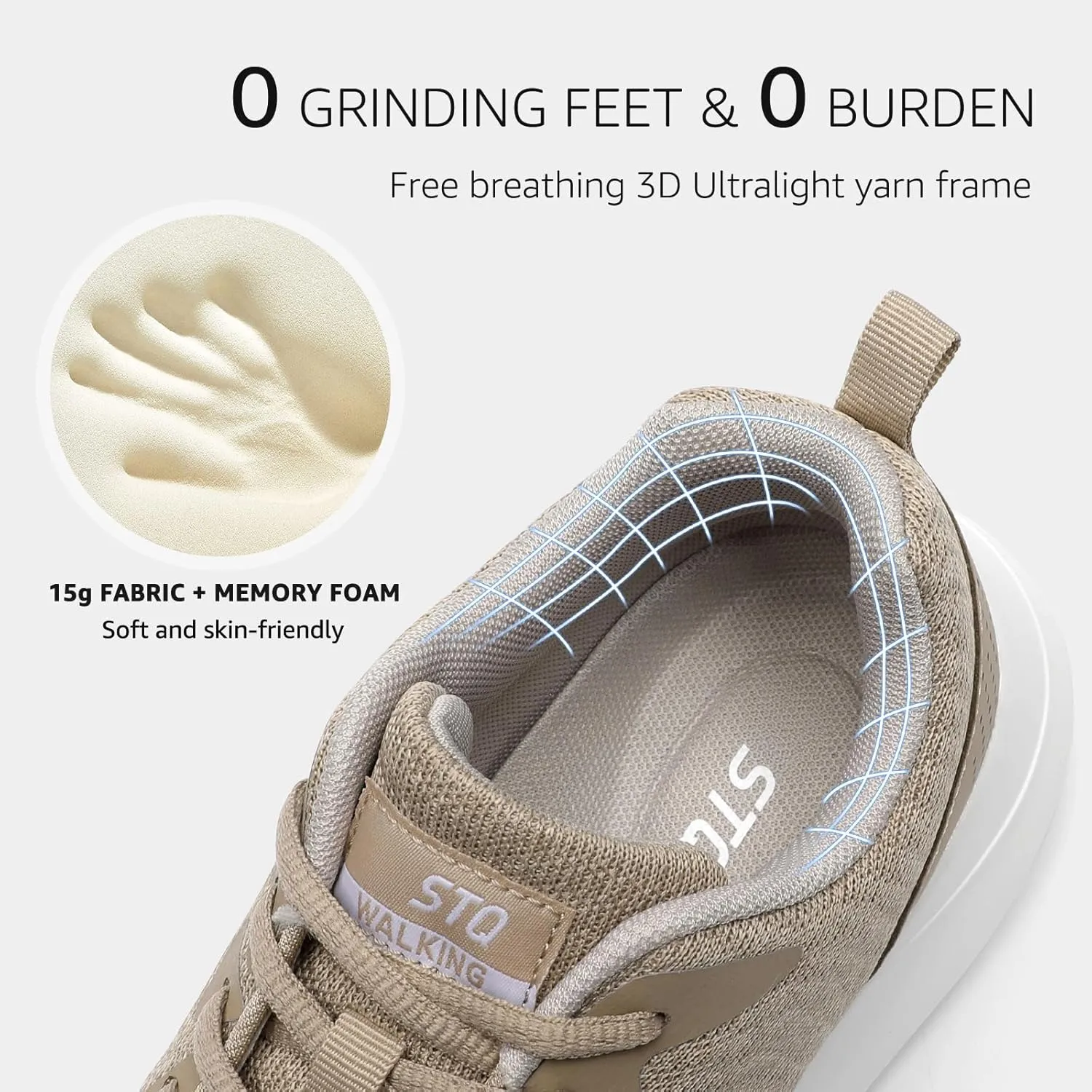 STQ Womens Water Resistant Walking Shoes with Arch Support Athletic Tennis Sneakers