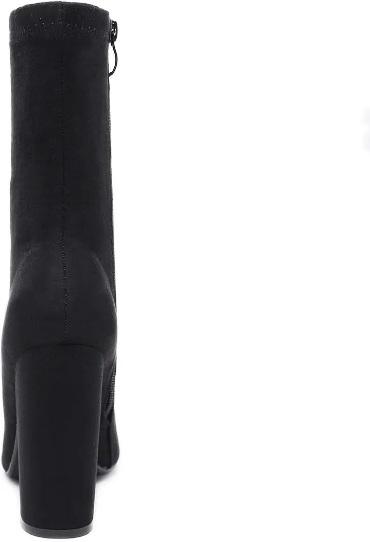 STUPMARY Women's Boots Chunky Heels Pointed Toe Ankle Bootie High Heeled Winter Boots