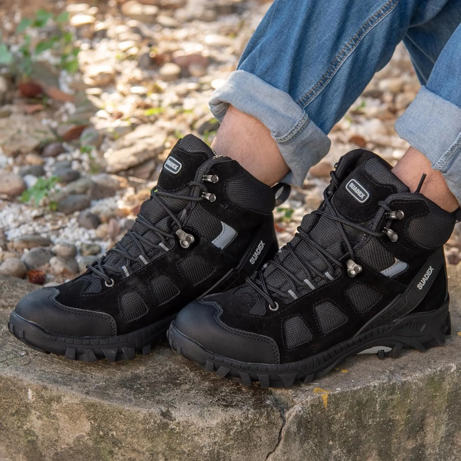 SUADEX Steel Toe Boots for Men Women Indestructible Non Slip Comfortable Work Boot Safety Construction Shoes