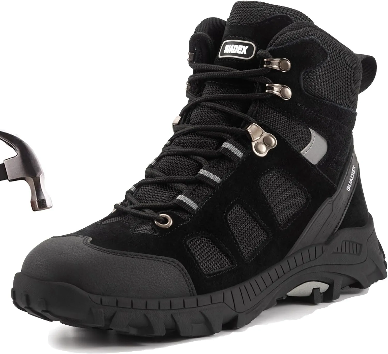 SUADEX Steel Toe Boots for Men Women Indestructible Non Slip Comfortable Work Boot Safety Construction Shoes