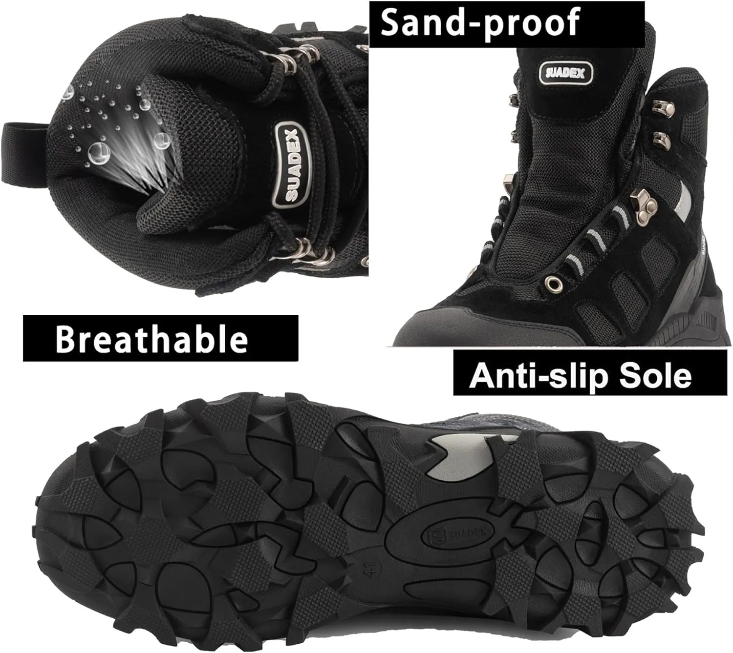 SUADEX Steel Toe Boots for Men Women Indestructible Non Slip Comfortable Work Boot Safety Construction Shoes