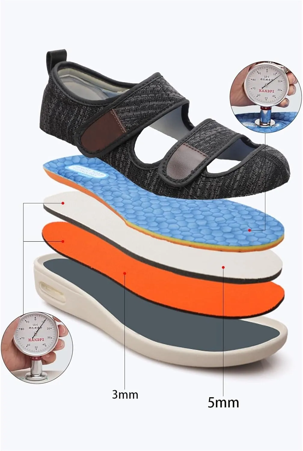 Summer Men's Adjustable Shoes Arthritis Edema Treatment Diabetic Shoes, Lightweight Casual Sneakers, Machine Washable Lightweight Forindoor, Outdoor, Assisted Living