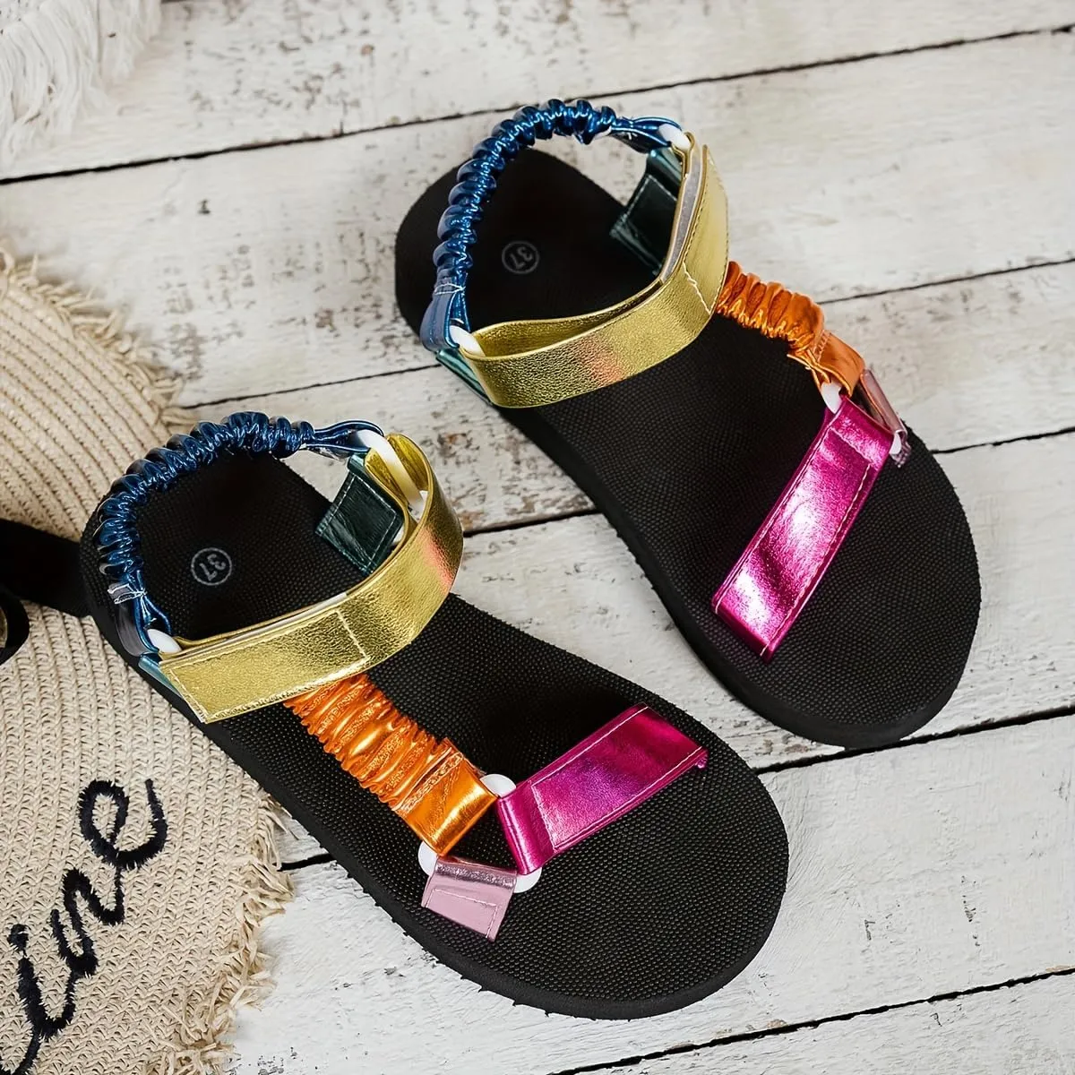 Summer Women'S Color-Blocking Lightweight Thick-Soled Sandals