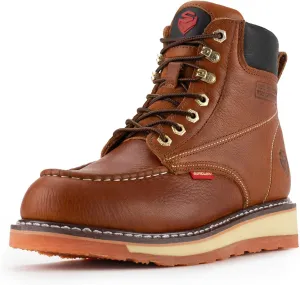SUREWAY Mens Heavy Duty Soft/Composite/Steel Toe Work Boots for Men-Comfortable,Goodyear Welt,Full Grain Leather,6 in Wedge Moc Toe Construction Boots/Shoes