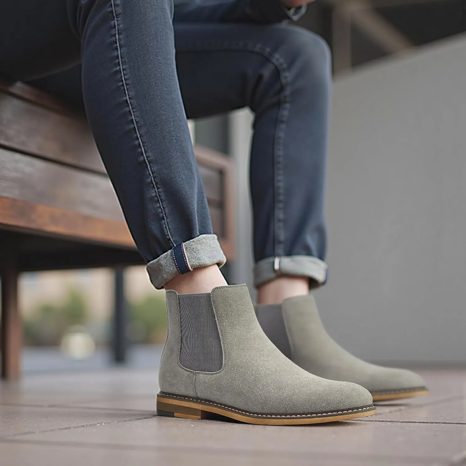 Temeshu Men's Chelsea Boots Casual Dress Boots Ankle Slip On Boots for Men MS25