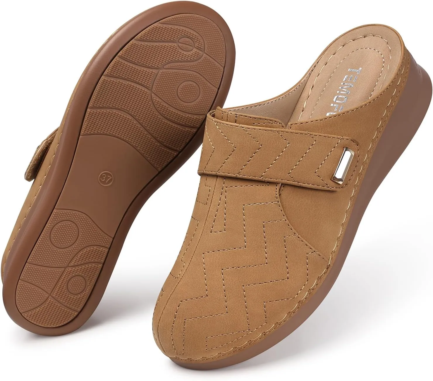 TEMOFON Clogs for Women Slip on Mules: Comfortable Casual Shoes with Adjustable Instep Walking Platform Wedge Slides