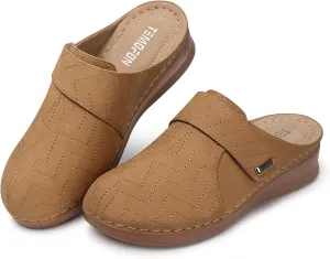 TEMOFON Clogs for Women Slip on Mules: Comfortable Casual Shoes with Adjustable Instep Walking Platform Wedge Slides