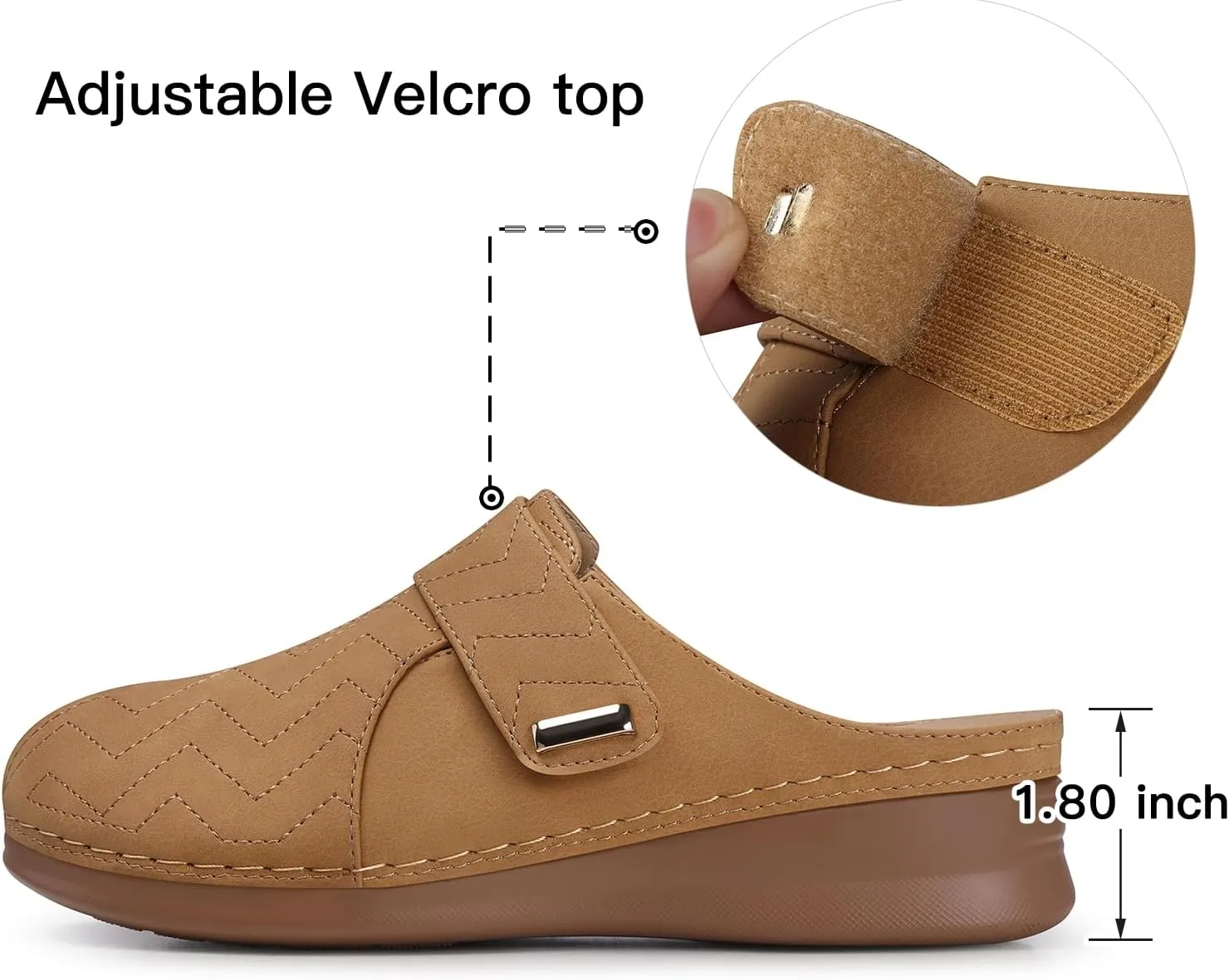TEMOFON Clogs for Women Slip on Mules: Comfortable Casual Shoes with Adjustable Instep Walking Platform Wedge Slides