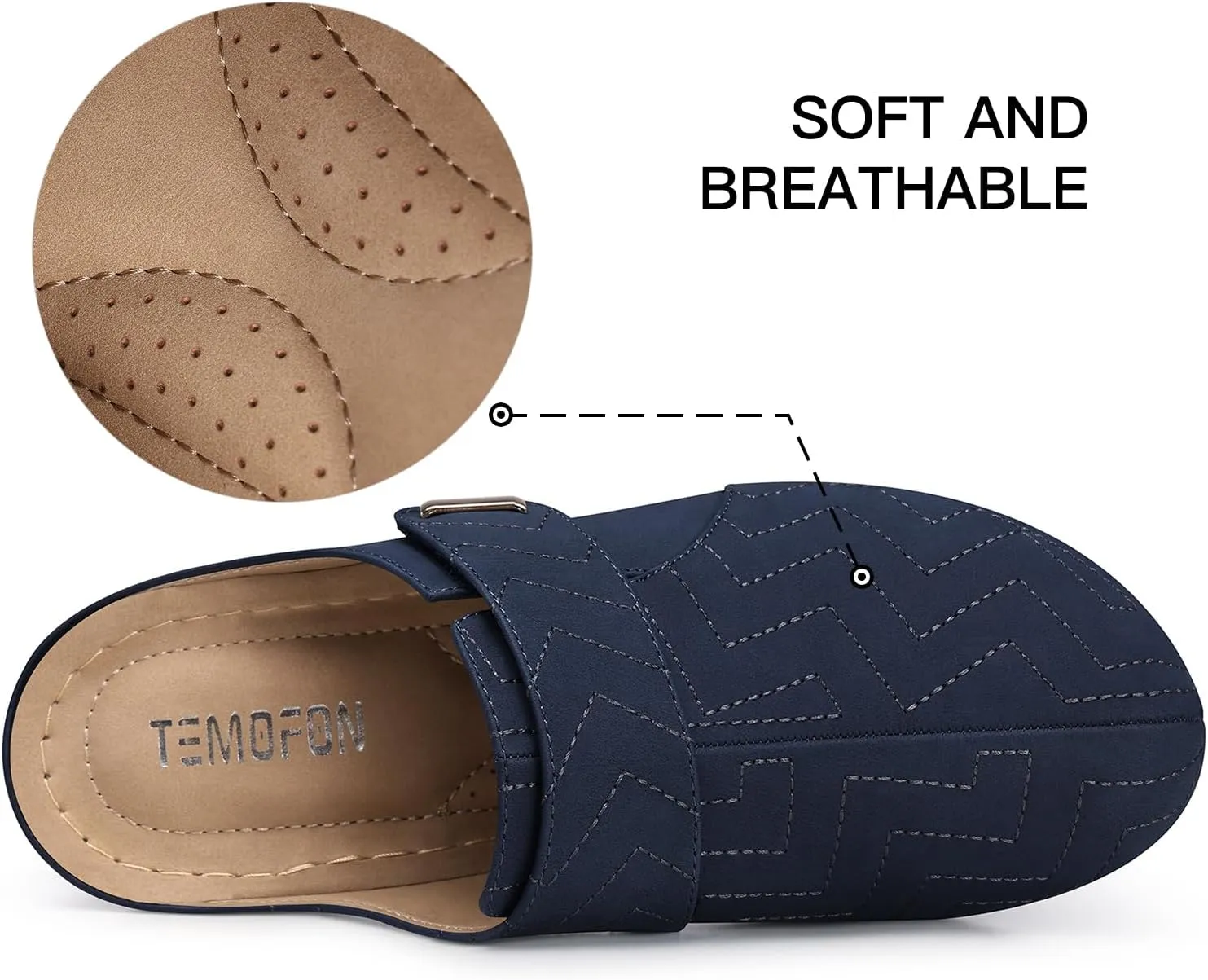 TEMOFON Clogs for Women Slip on Mules: Comfortable Casual Shoes with Adjustable Instep Walking Platform Wedge Slides