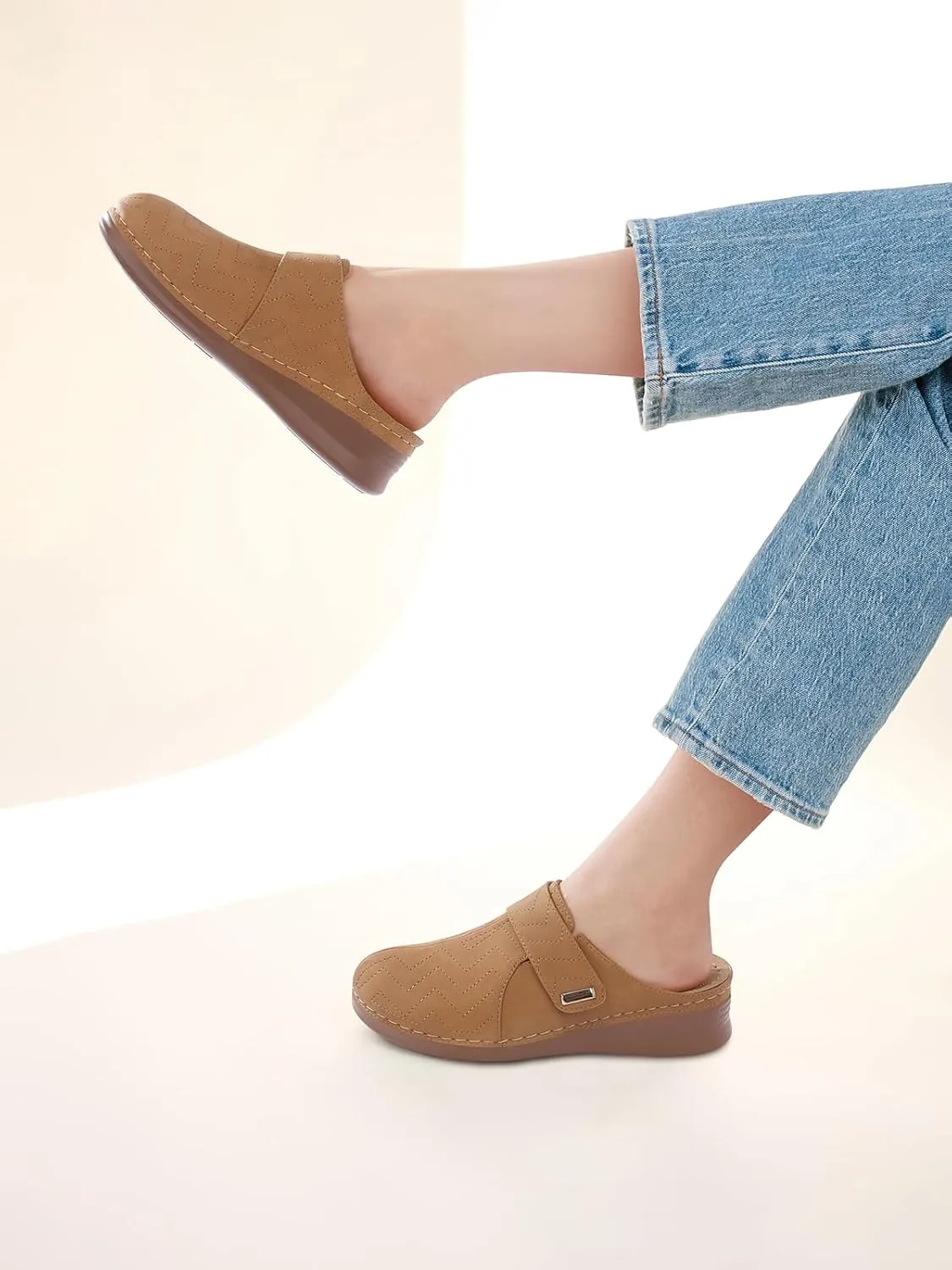TEMOFON Clogs for Women Slip on Mules: Comfortable Casual Shoes with Adjustable Instep Walking Platform Wedge Slides