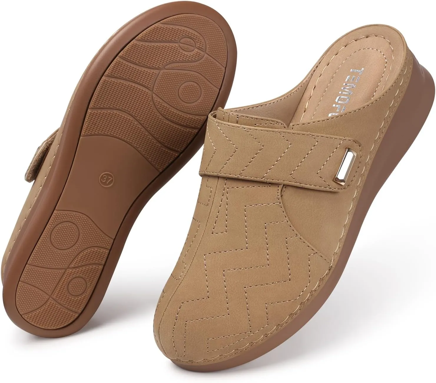 TEMOFON Clogs for Women Slip on Mules: Comfortable Casual Shoes with Adjustable Instep Walking Platform Wedge Slides
