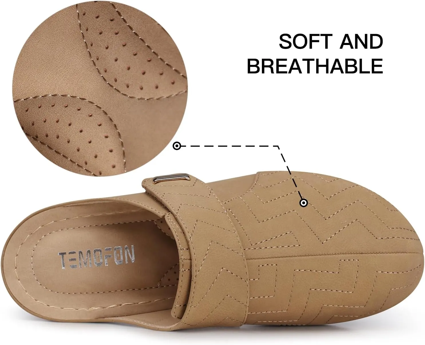 TEMOFON Clogs for Women Slip on Mules: Comfortable Casual Shoes with Adjustable Instep Walking Platform Wedge Slides