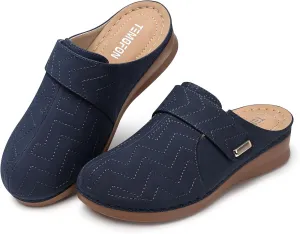 TEMOFON Clogs for Women Slip on Mules: Comfortable Casual Shoes with Adjustable Instep Walking Platform Wedge Slides