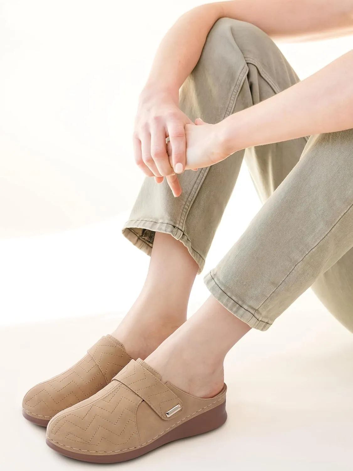 TEMOFON Clogs for Women Slip on Mules: Comfortable Casual Shoes with Adjustable Instep Walking Platform Wedge Slides