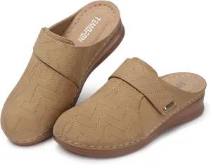 TEMOFON Clogs for Women Slip on Mules: Comfortable Casual Shoes with Adjustable Instep Walking Platform Wedge Slides