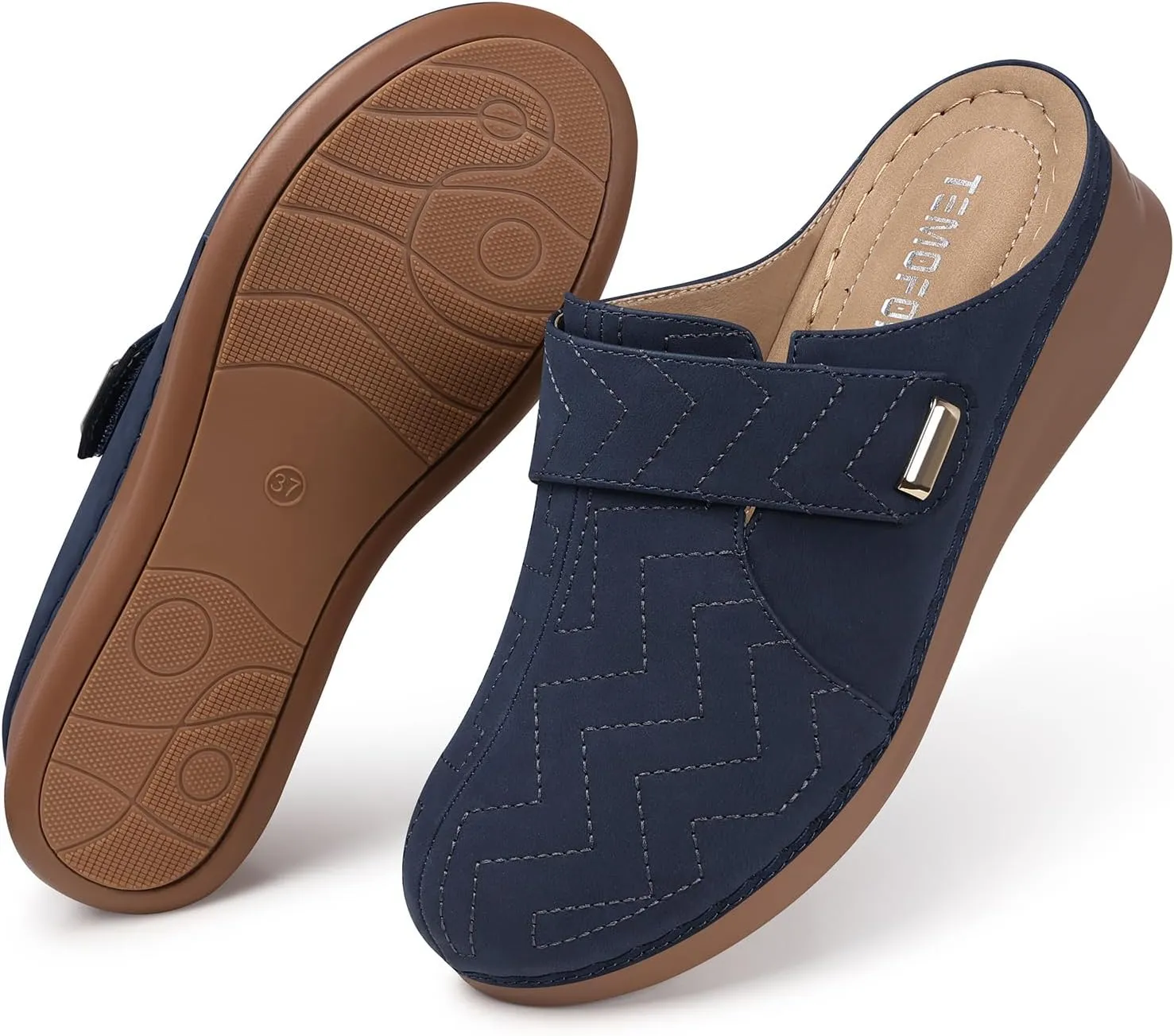 TEMOFON Clogs for Women Slip on Mules: Comfortable Casual Shoes with Adjustable Instep Walking Platform Wedge Slides