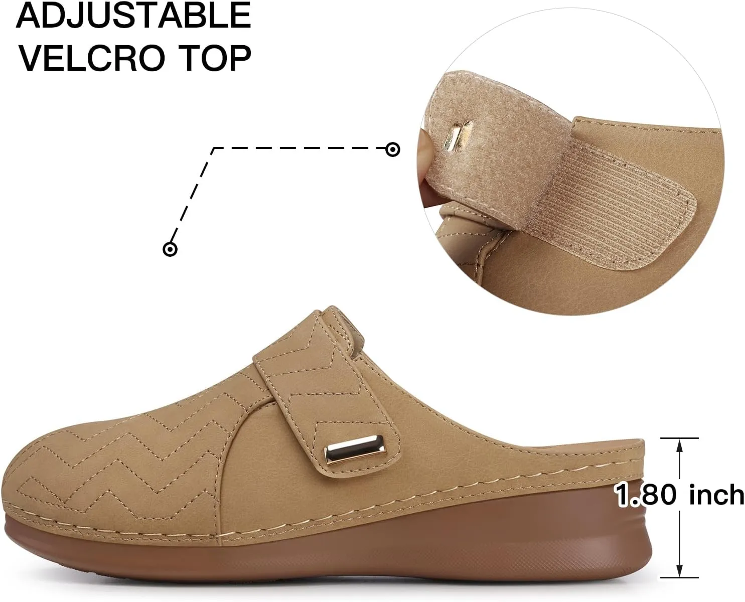 TEMOFON Clogs for Women Slip on Mules: Comfortable Casual Shoes with Adjustable Instep Walking Platform Wedge Slides