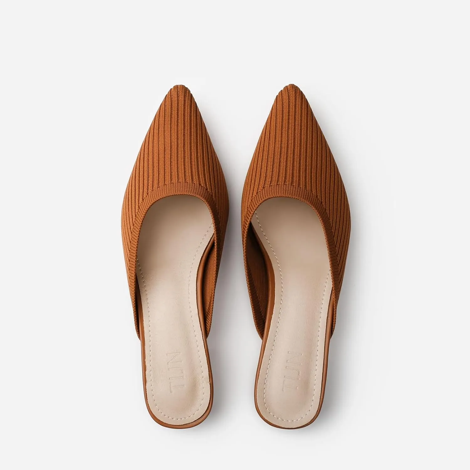 TIJN Heels,Pointed Toe Mules for Momen with Low Heel, Breathable Mesh Knit Slip On Flat Sandals,Helka