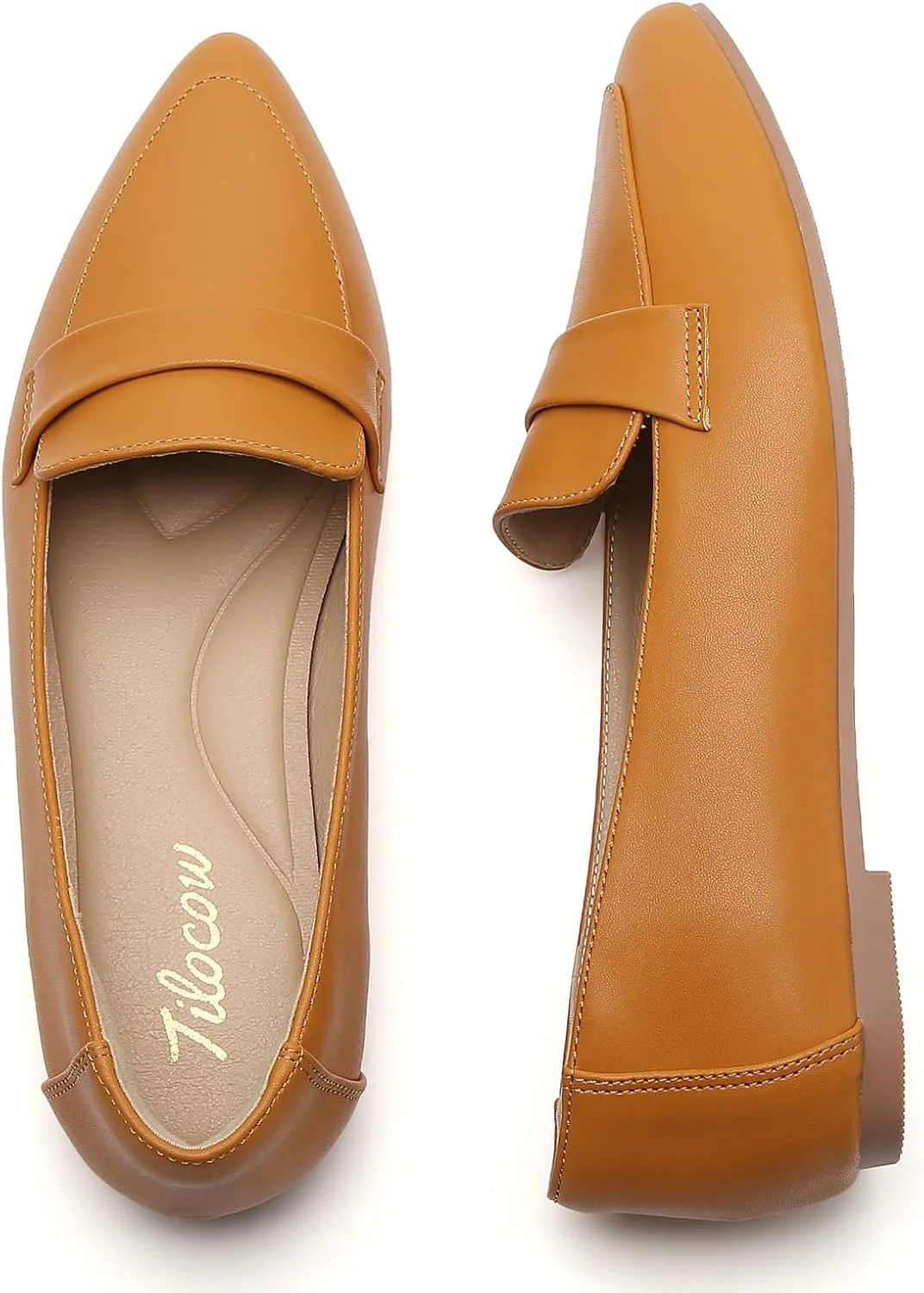 Tilocow Loafers for Womens Slip On Pointed Toe Flats Comfortable Fashion Work Business Casual Shoes