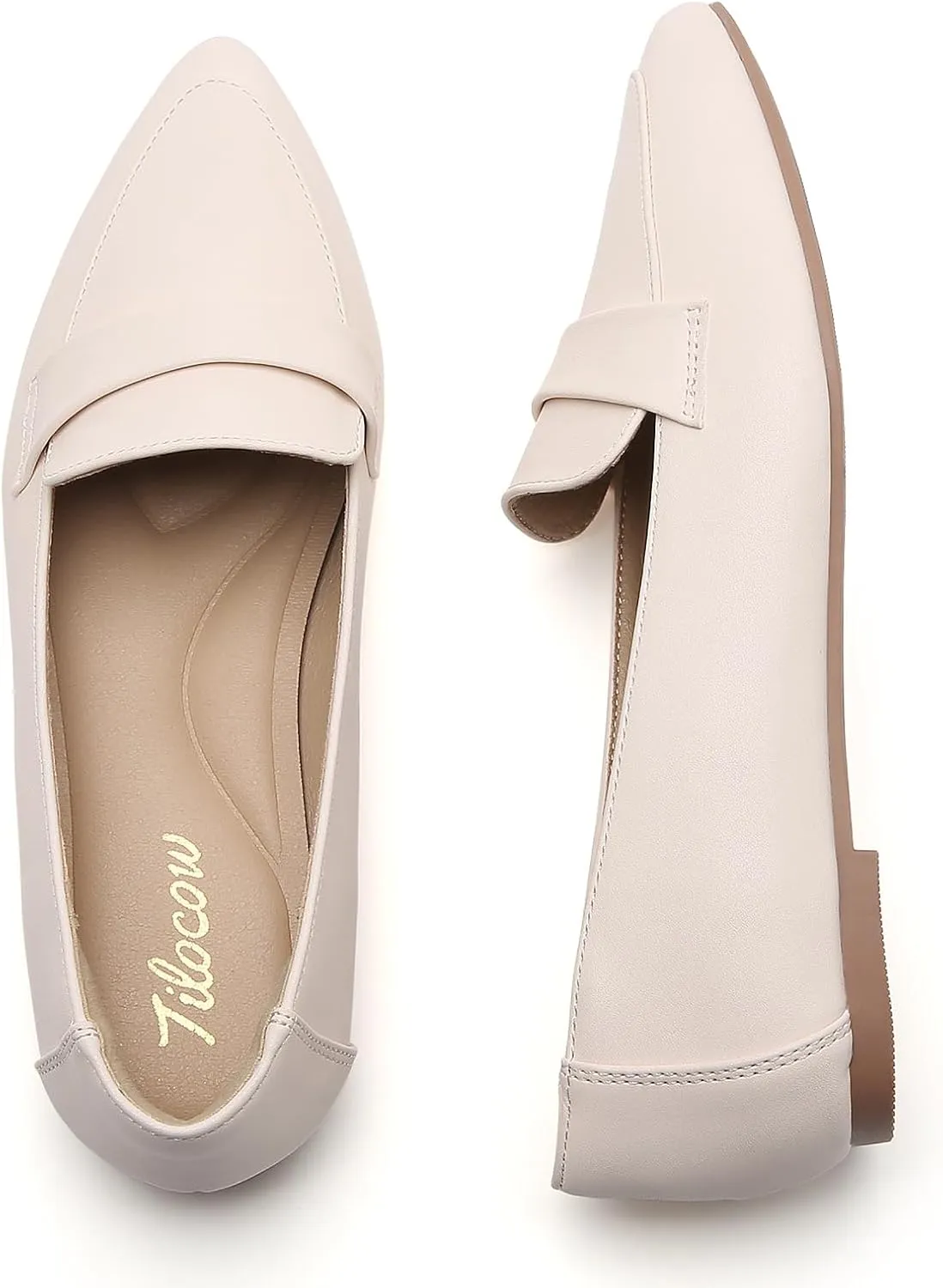 Tilocow Loafers for Womens Slip On Pointed Toe Flats Comfortable Fashion Work Business Casual Shoes