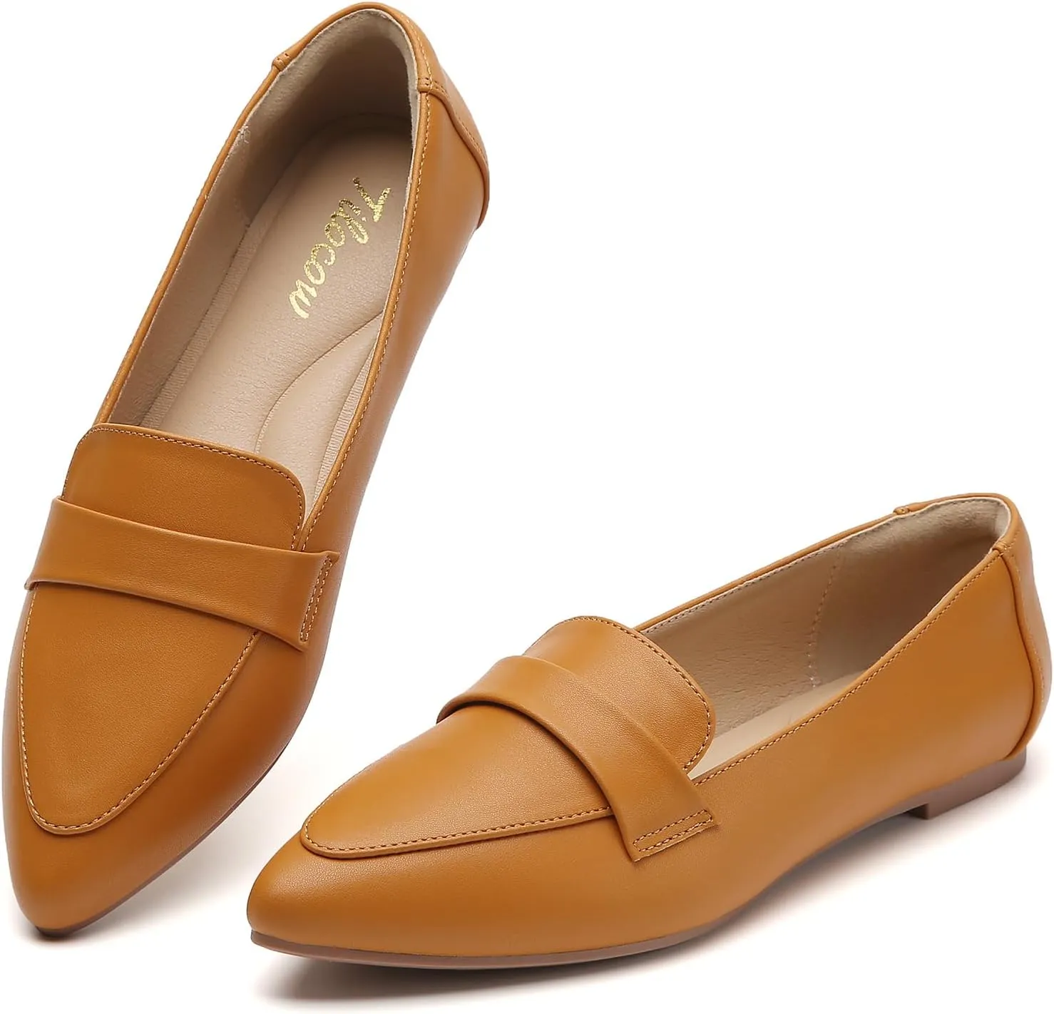 Tilocow Loafers for Womens Slip On Pointed Toe Flats Comfortable Fashion Work Business Casual Shoes