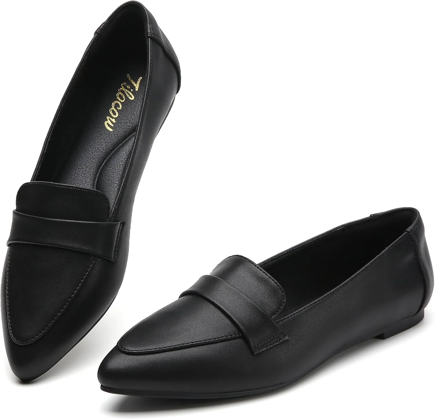Tilocow Loafers for Womens Slip On Pointed Toe Flats Comfortable Fashion Work Business Casual Shoes