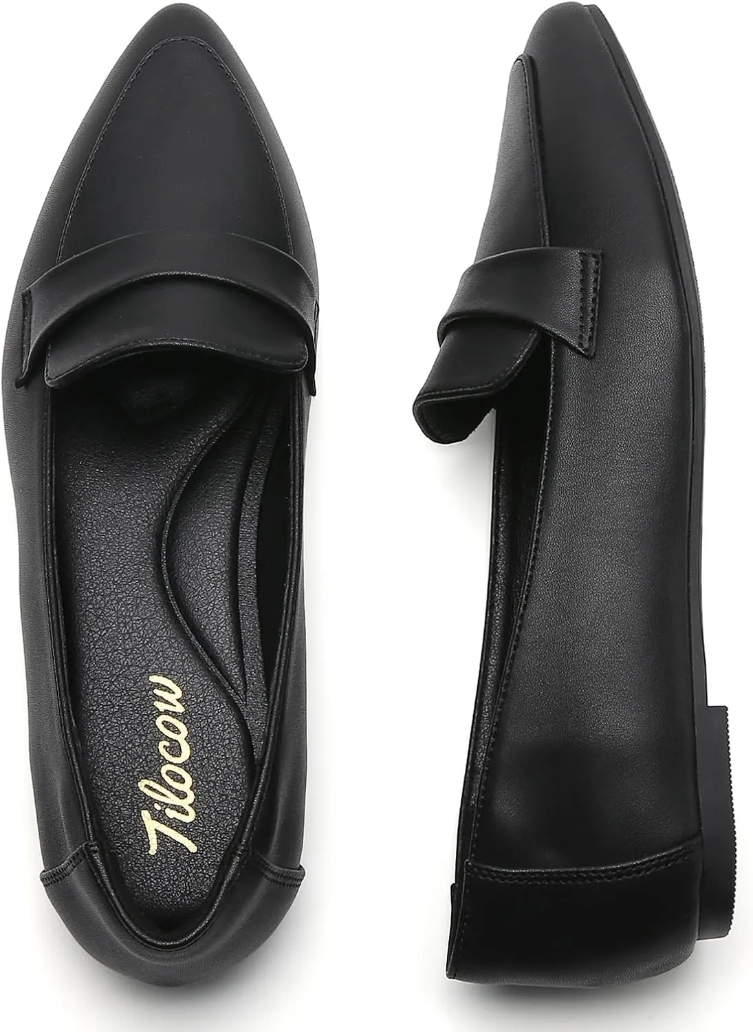 Tilocow Loafers for Womens Slip On Pointed Toe Flats Comfortable Fashion Work Business Casual Shoes