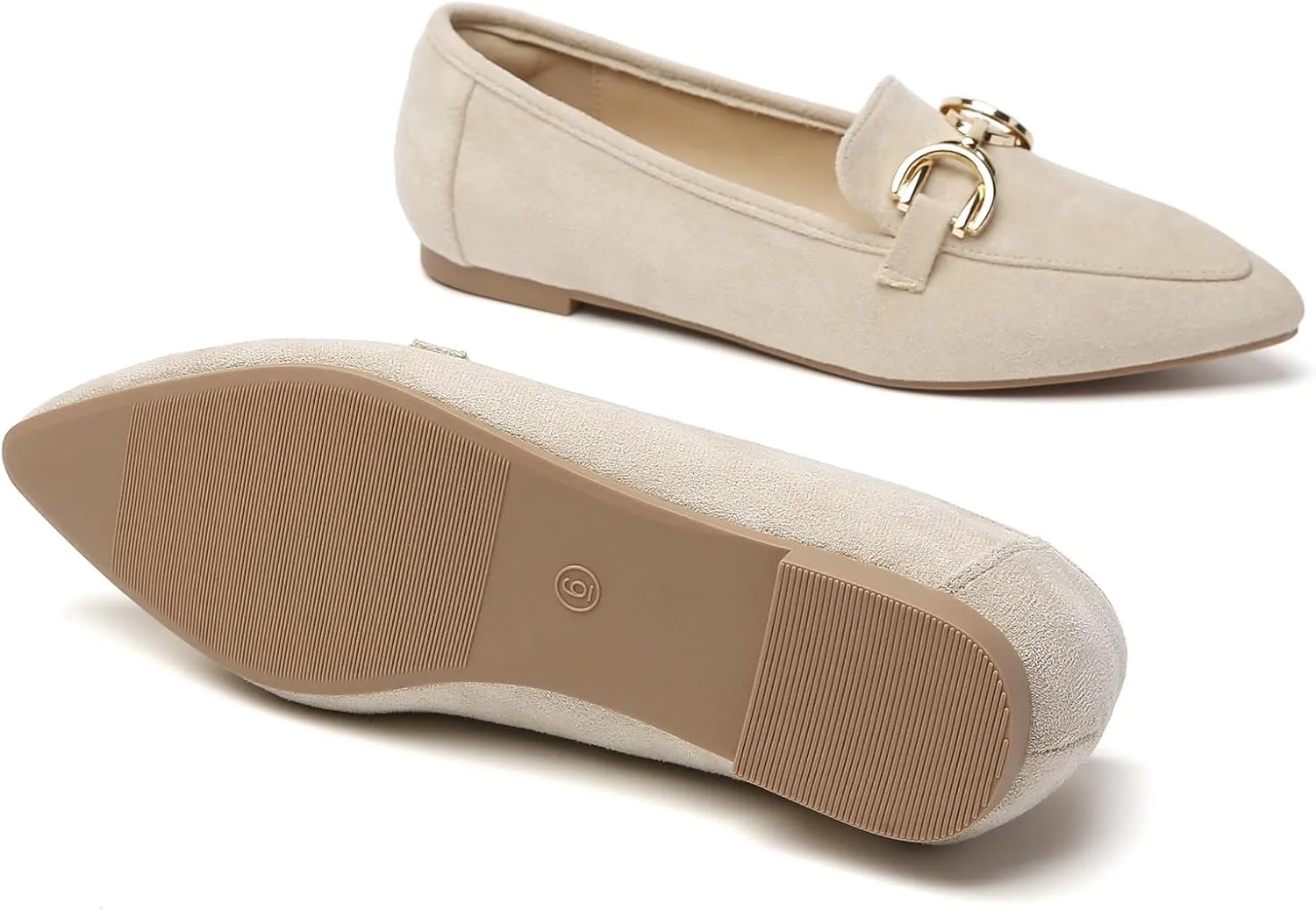 Tilocow Metal Chain Loafers Flats for Women Pointed Toe Slip on Flats Comfortable Fashion Work Business Shoes