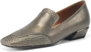 TinaCus Handmade Women's Genuine Leather Patchwork Square Toe Slip On Loafers Shoes