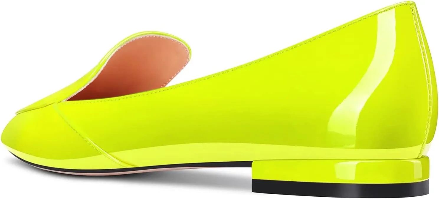 TNYNFBEB Women Chunky Block Low Heel Close Pointed Toe Loafers Shoes Slip-on Office Party Basic Classic 0.6 Inches Heels
