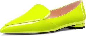 TNYNFBEB Women Chunky Block Low Heel Close Pointed Toe Loafers Shoes Slip-on Office Party Basic Classic 0.6 Inches Heels