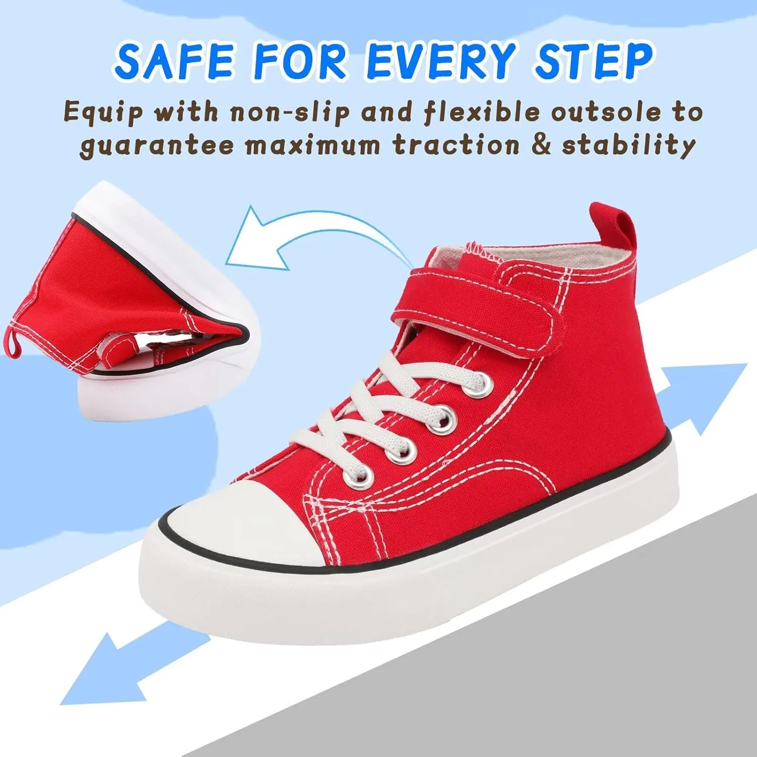 Toddler Canvas Shoes Girls High Top Sneakers Little Big Kids Boys Walking Cushioned Shoes Toddler 8-Big Kid 3