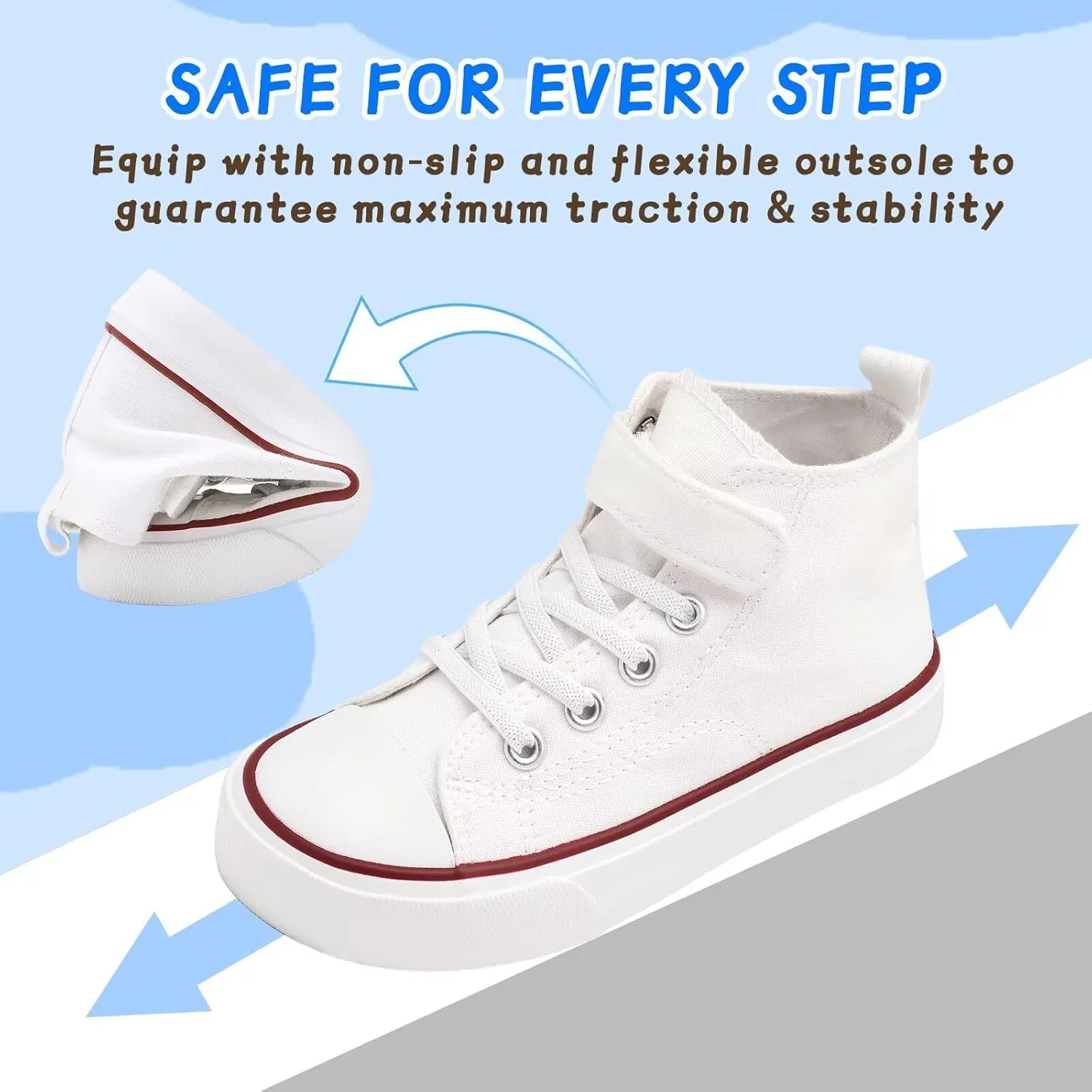 Toddler Canvas Shoes Girls High Top Sneakers Little Big Kids Boys Walking Cushioned Shoes Toddler 8-Big Kid 3