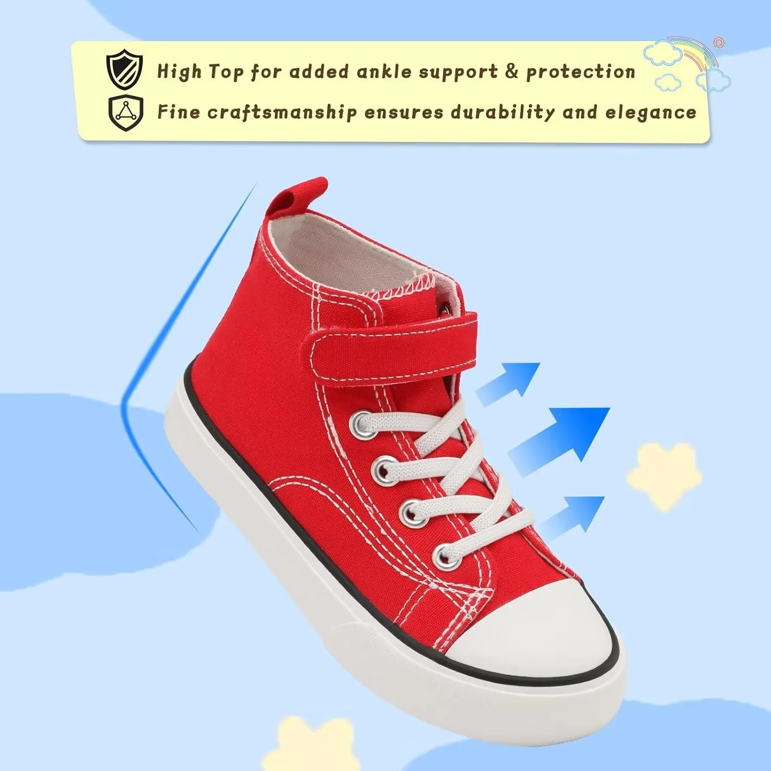 Toddler Canvas Shoes Girls High Top Sneakers Little Big Kids Boys Walking Cushioned Shoes Toddler 8-Big Kid 3