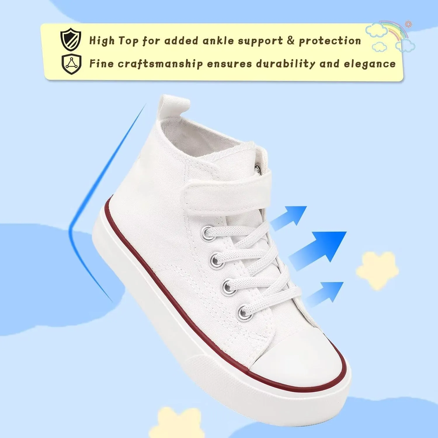 Toddler Canvas Shoes Girls High Top Sneakers Little Big Kids Boys Walking Cushioned Shoes Toddler 8-Big Kid 3