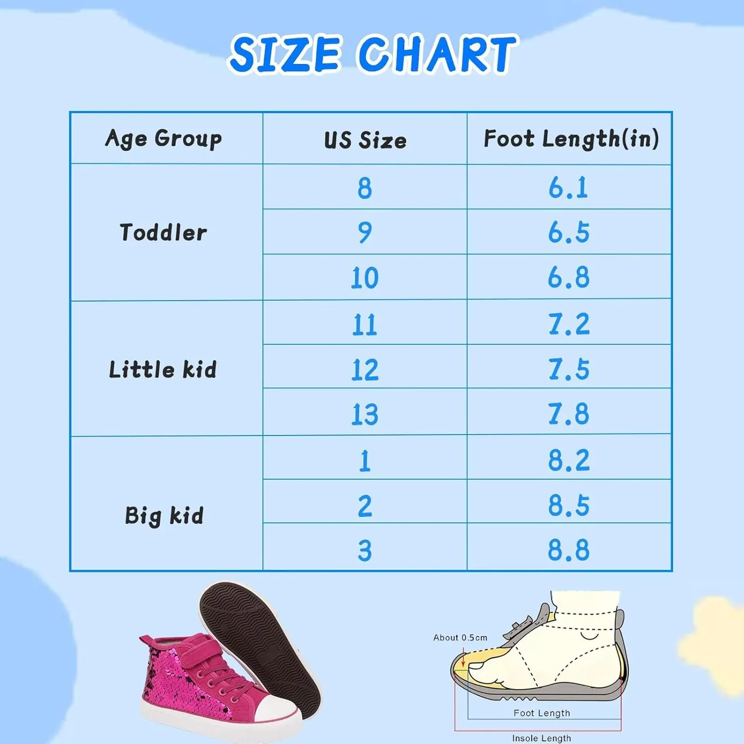 Toddler Girls Sparkle Canvas Shoes High Top Sneakers Little Big Kids Boys Walking Cushioned Shoes Toddler 8-Big Kid 3