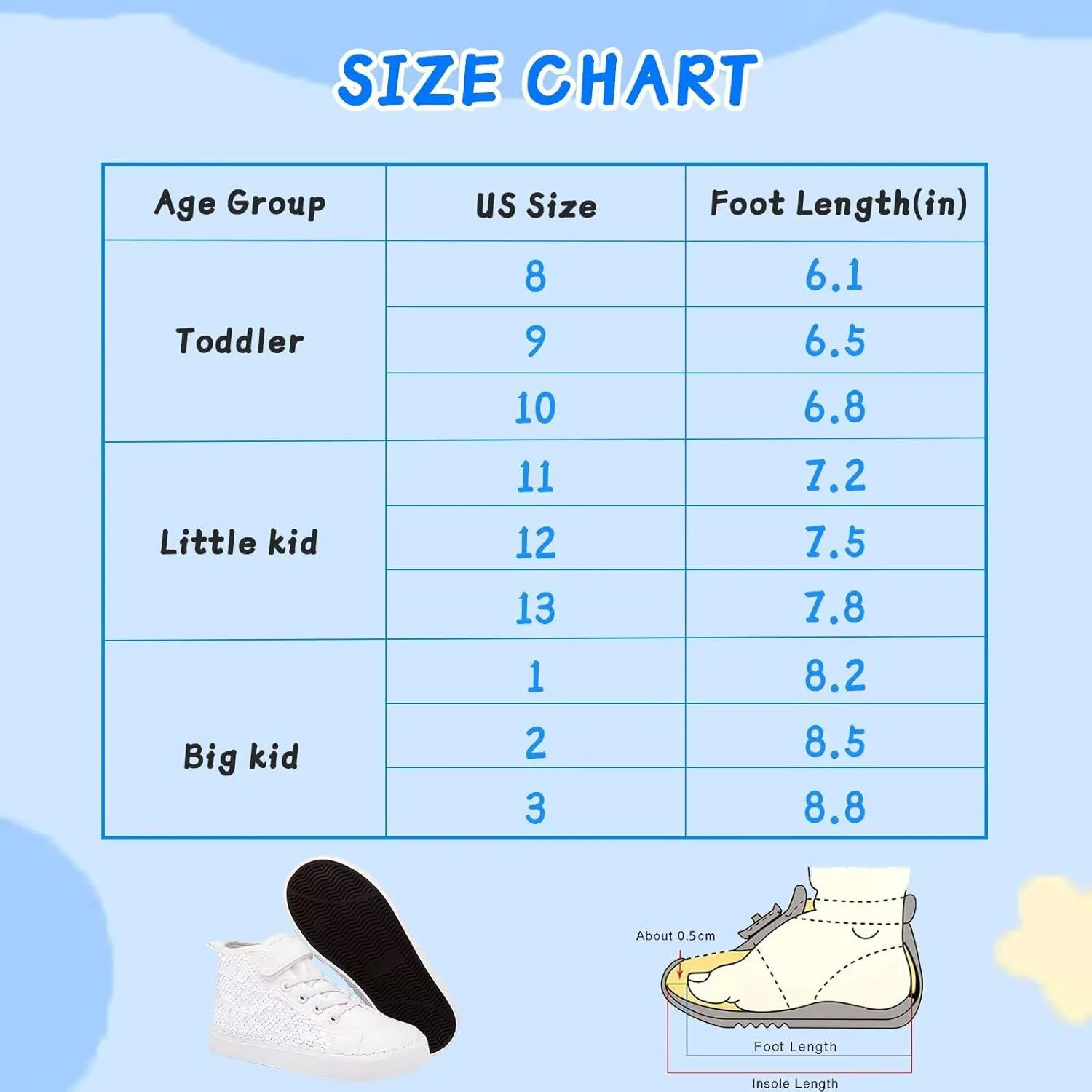 Toddler Girls Sparkle Canvas Shoes High Top Sneakers Little Big Kids Boys Walking Cushioned Shoes Toddler 8-Big Kid 3