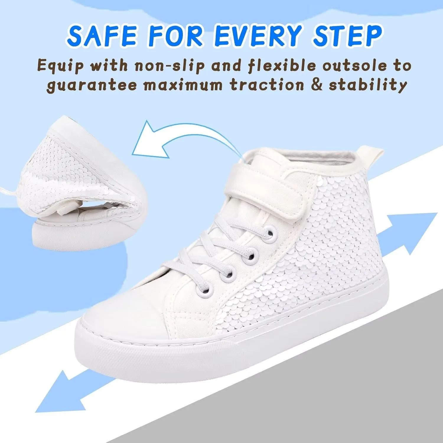 Toddler Girls Sparkle Canvas Shoes High Top Sneakers Little Big Kids Boys Walking Cushioned Shoes Toddler 8-Big Kid 3