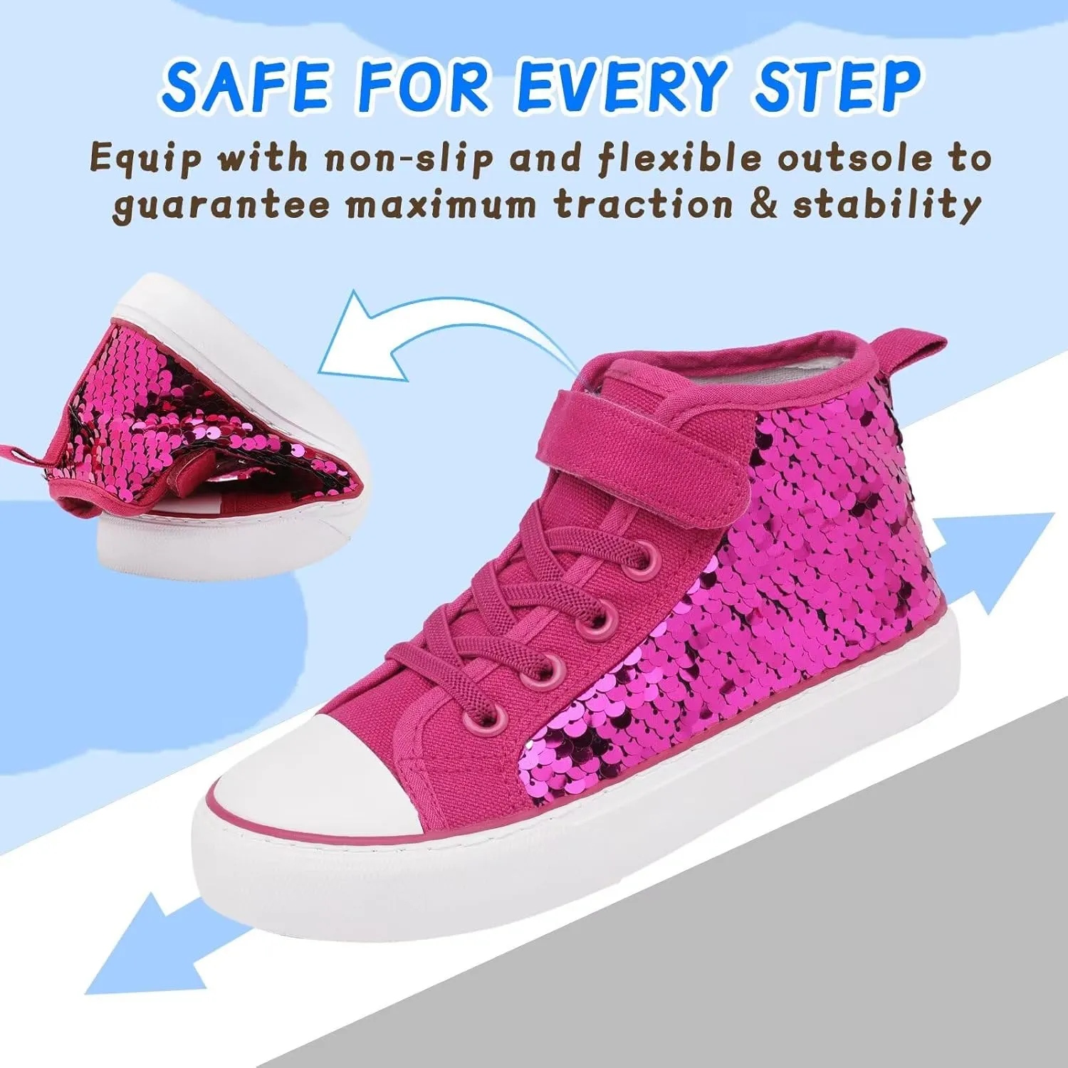 Toddler Girls Sparkle Canvas Shoes High Top Sneakers Little Big Kids Boys Walking Cushioned Shoes Toddler 8-Big Kid 3