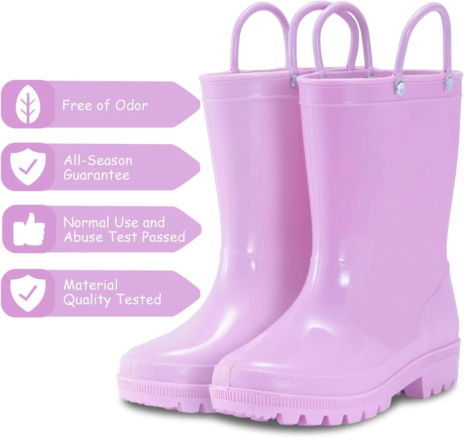 Toddler Rain Boots,Waterproof Kids Rain Boots with Easy-on Handles for Boys and Girls