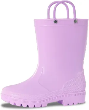 Toddler Rain Boots,Waterproof Kids Rain Boots with Easy-on Handles for Boys and Girls