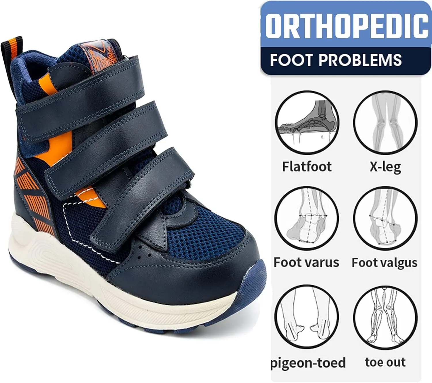 Toddlers Orthopedic Corrective Shoes for Kids,High Top Sneakers with Arch & Ankle Support for Girls and Boys,Anti-Slip Soles