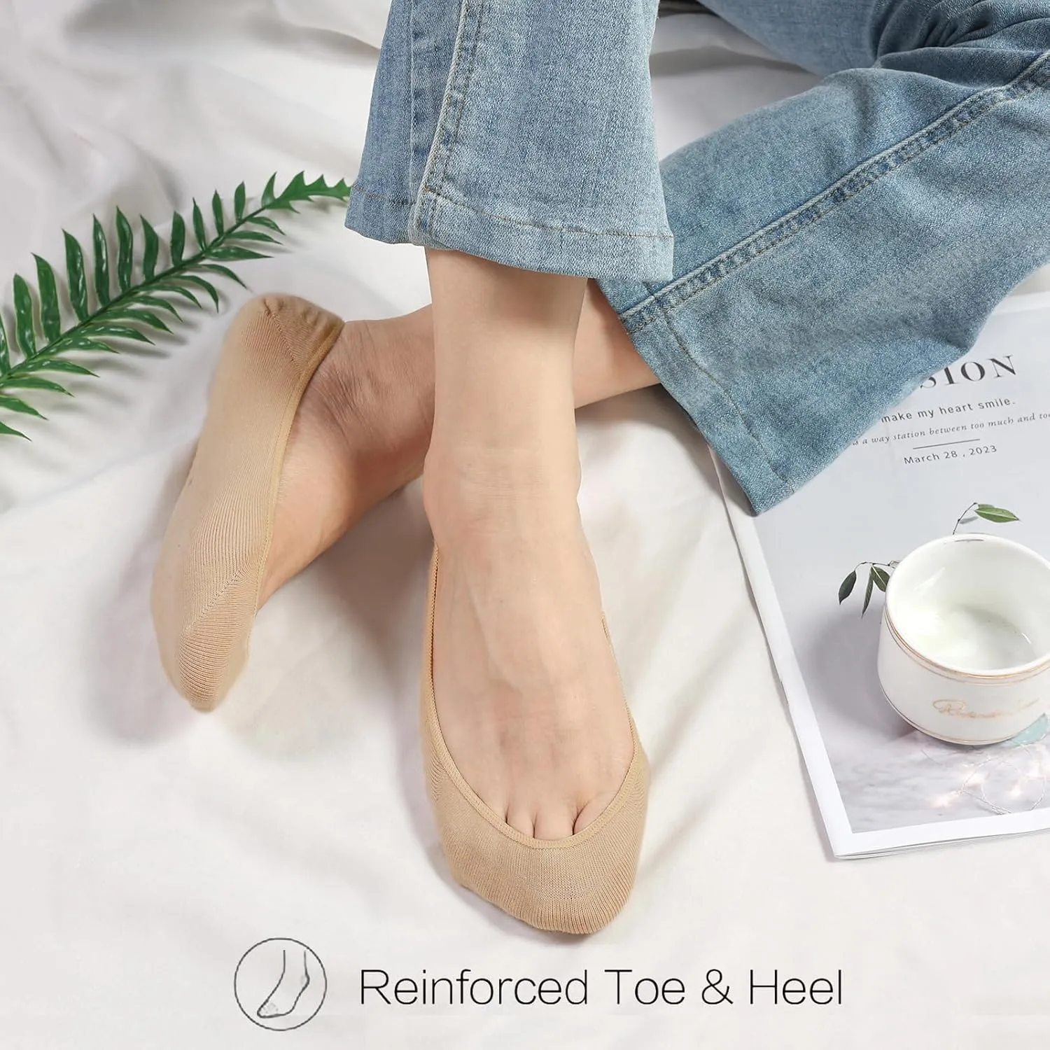 Toes Home No Show Socks Womens, Ultra Low Cut Liners Non Slip Footies for Flats Hidden Invisible Boat Summer 3 to 8 Pairs